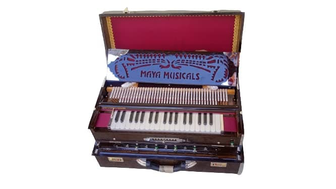 MAYA MUSICALS Harmonium Musical instruments 3.75 Octave 9 Scale Changer (with Coupler) Box Harmonium with 3 set of Palitana Reeds