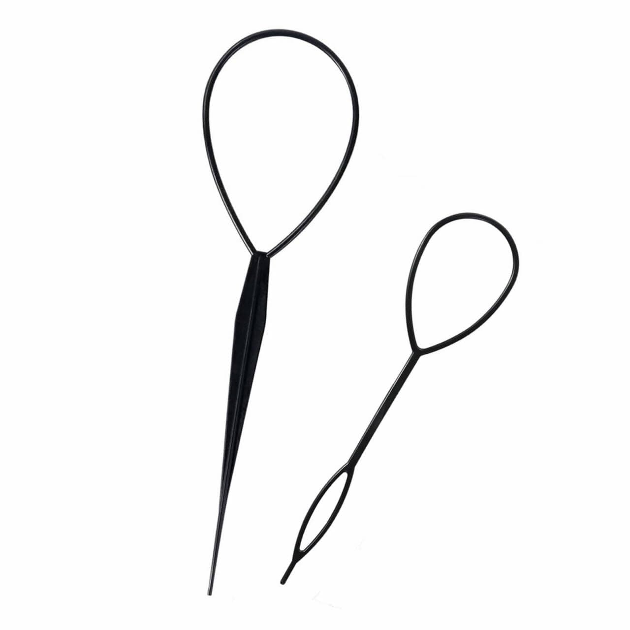 Sularpek Tail Hair Tool, 2 pcs Durable Hair Looping Tool, Tail French Braid Loop Tool, Fashion Hair Braiding Tool for Making Women and Girls Hair Style (Black)