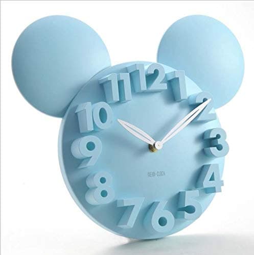 LTOOD Modern Designer Mickey Mouse 3D Wall Clock Blank Fridge Magnet Digital Wall Clock Self adhesive Clock Kitchen Watch For Children,Blue