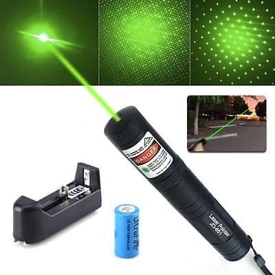 UDee Green Laser Pointer Pen Laser +Star Cap+Battery+Charger-JD 851