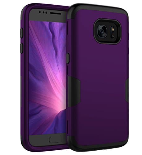 Ulsaar Samsung Galaxy S7 Case Slim Fit Three Layer Silicone and Plastic Shockproof Heavy Duty Protection,Purple Black
