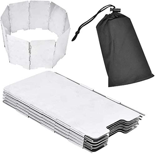 ELECDON Camping Stove Windscreen， Decrease Fuel Consumption， Cooking Stove Windscreen Folding Portable Stove Windshield with Carrying Bag for Camping Picnic Backpacking Cooking