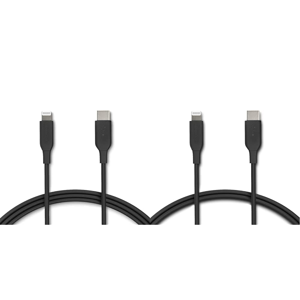AmazonBasics USB-C to Lightning Cable, MFi Certified Charger – Black, 1.82 m & USB-C to Lightning Cable, MFi Certified Charger, Type-C chargers, supports Power Delivery – Black, 91.44 cm