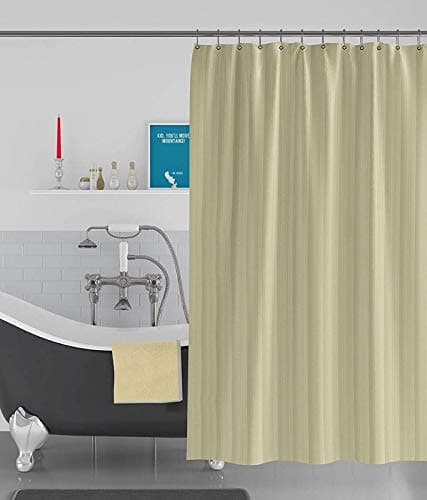 kurtains2fly Stripe Designed Polyester Anti Bacterial Water-Repellent 1 Panel Shower Curtain (Beige, W-4 x L-8 Feet)