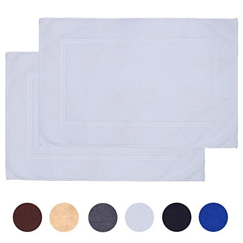 Alurri Luxury Bath Mat – 2 Pack Bundle - 100% Ringspun Cotton - Mold Resistant – Hotel and Spa Bath Rug, Machine Washable, Quick Dry – Thick, Soft & Super Absorbent - Extra Wide 21" x 34" Inch - White