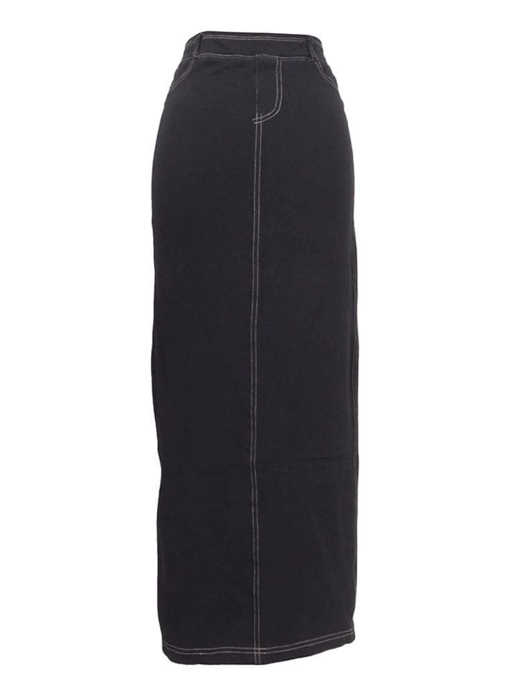 Hard Tail Forever Long Stretch Skirt with Back Pockets and Slit - Style WJ-111