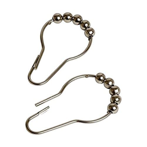 Shower Curtain Hooks Decorative - Squeeze to Open & Close Ring - 12PK - Won't Fall Off the Rod - Rustproof - Free Bathroom and Shower Remodeling Ideas E-book Bonus.