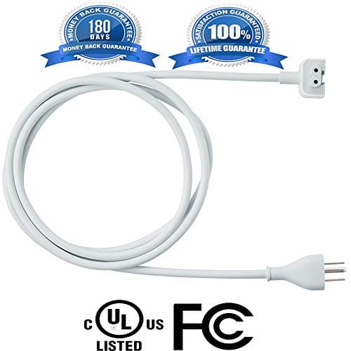 Mazon Genuine Power Adapter Extension Wall Cord Cable Compatible for Apple MacBook Pro Air Mini iBook MacBook AC Cord 29W,45W,60W,85W MagSafe 1 MagSafe 2 Models Prong 3 Us Plug-6 FT(Upgraded Version)
