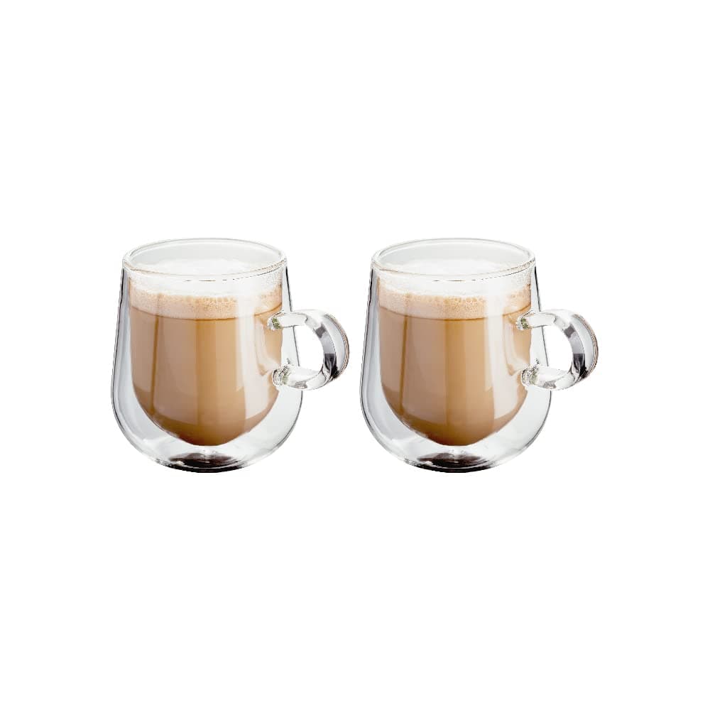 Judge Double Walled Glass Coffee Cups, Set of 2 Latte Glasses, 275 ml Each, Handmade Insulated Borosilicate Glass