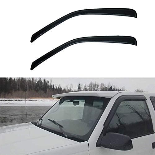 2pcs Outside Mount Front Doors Dark Smoke Sun/Rain Guard Tape-On Auto Window Visors for 96-24 Chevy Express/GMC Savana 1500/2500/3500/4500 03-09 Kodiak/Topkick C4500/C5500/C6500/C7500/C8500
