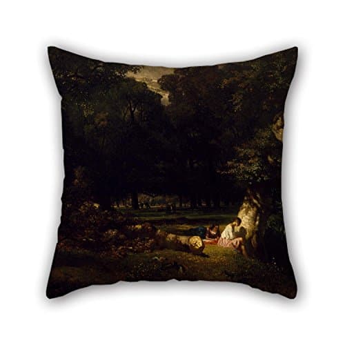 Alphadecor Throw Pillow Case 20 X 20 Inches / 50 By 50 Cm(two Sides) Nice Choice For Home Office,family,gril Friend,wife,saloon,pub Oil Painting Constant Troyon - The Bathers (Clearing In The Forest