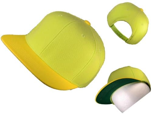 Ht_cps_wool-snapback-ye Wholesale Wool Blend Flat Bill Blank/plain Snapback Hats w/ Green 479v619i Underbill (Lime/yellow) Mjn3200331 Hat Cap Head Hair Face