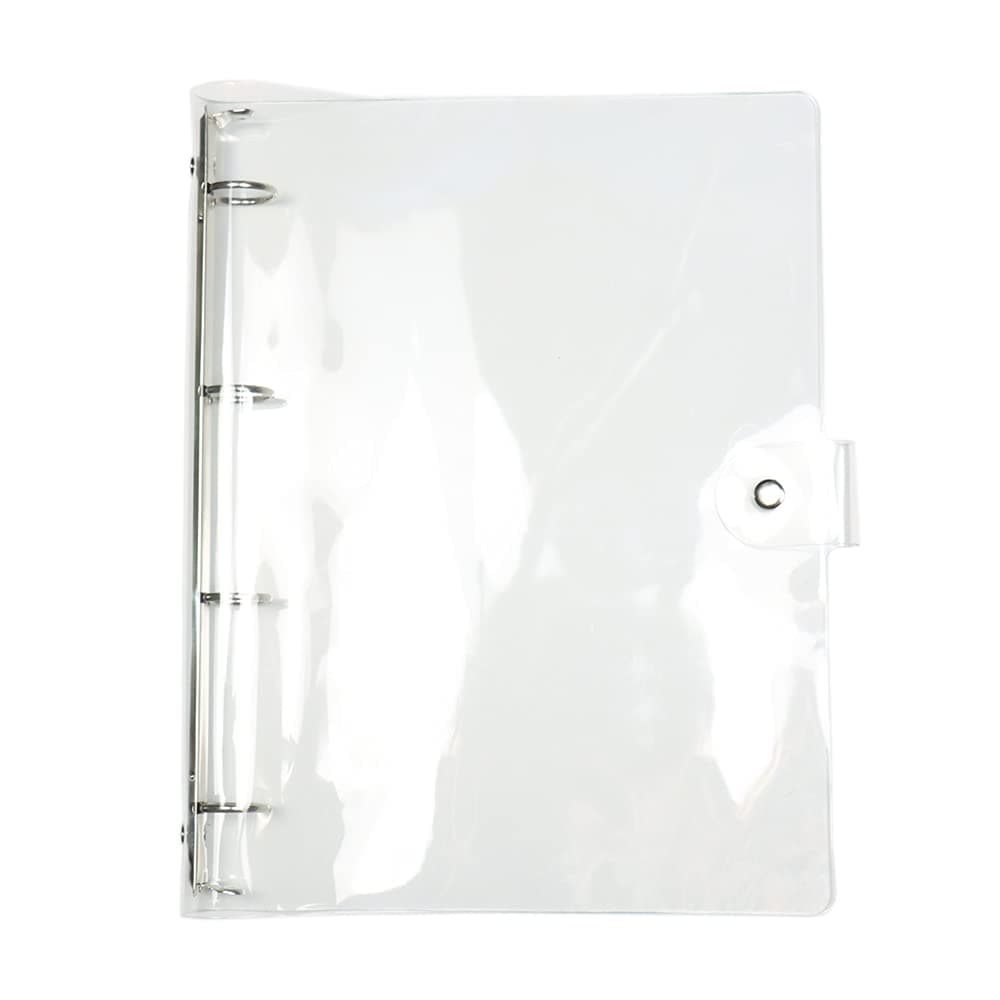 A4 Clear Soft PVC Round Ring Binders Dia 25mm 4-Ring Binder Cover with Snap Button Closure for Loose Leaf Journal Planner Albums DIY (A4-4 Holes(247x320mm))