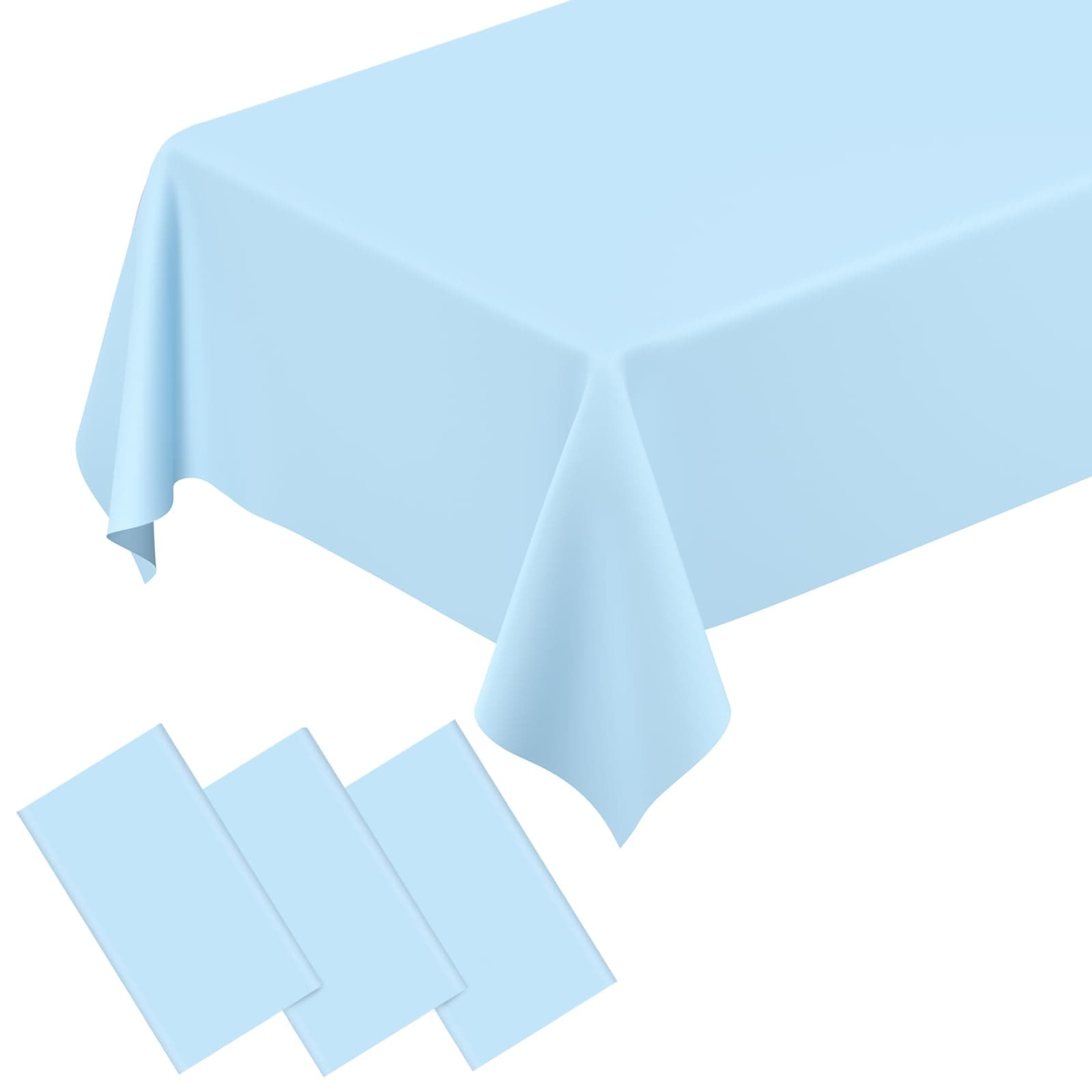 QISOLIY 3 Pcs Blue Tablecloth Blue Disposable Plastic Table Cloths for Parties Disposable, Waterproof Rectangular Blue Table Cover for Camping, Birthday, Party, Picnic 54 × 108 Inch