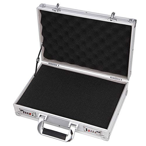 Aluminum Hard Case Briefcase Toolbox Storage Box Case Silver Carrying Case Briefcase