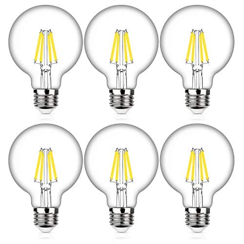 60W Equivalent G25 Dimmable LED Edison Globe Light Bulbs, 7Watt, Medium Screw Base (E26), 5000K Cool White, 800Lm, Omnidirectional Bathroom Vanity Mirror Light, Energy Efficient, 6-Pack