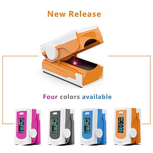 Pulse Oximeter PRCMISEMED Oxygen Monitor Finger with Lanyard, Automatic Shutdown and HD LCD Screen Fit for Your Health Care (Pink)