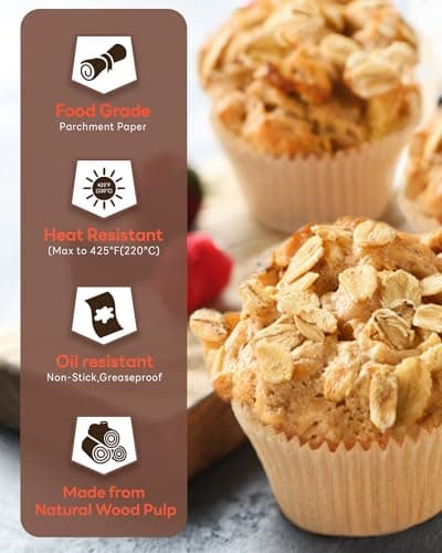 Bake Choice [Non-Stick] 200 Count Standard Cupcake Liners for Baking Natural Food Grade Cupcake Wrappers Oilproof Parchment Muffin Liners