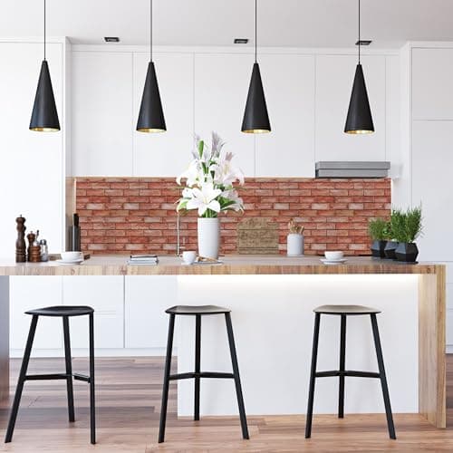 Self Adhesive 3D Wall Panels with Faux Brick Effect - Pack of 14pcs Covers 69.44sqft (6.4sqm) PVC Adhesive Wall Tiles for Interior Wall Covering - Rustic Red Brown Decorative Stick On Cladding