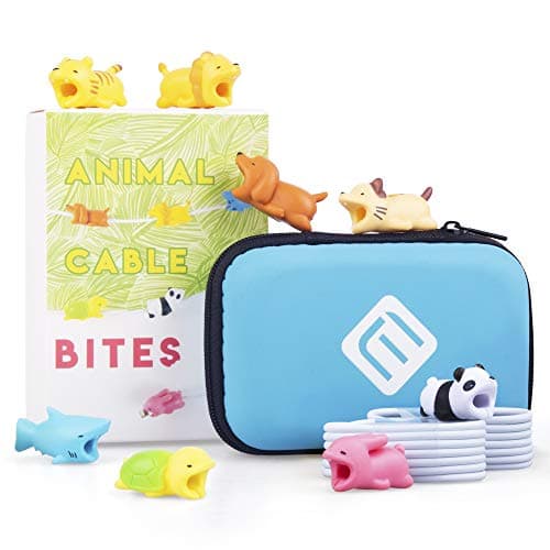 Empire of Electronics Animal Cable Bite Buddies (8-Pack Plus 2 USB Cables), Protector for Smart Cell Phone Charging Cord - Compatible with iPhone, Samsung, Android Charger, Mobile Phone Accessory