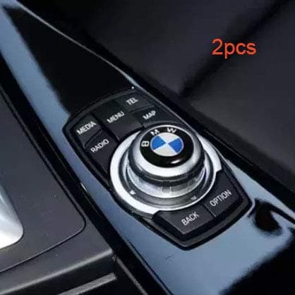 2PCS I-Drive Cover Multimedia Sound Button iDrive Controller Badge Compatible/Replacement for BMW