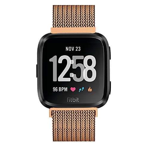 Fitlink Metal Bands Compatible for Fitbit Versa/Versa Lite Edition/Versa 2 Smart Watch for Women and Men,Small and Large, Multi-Color Multi-Size (Coffee, Small)
