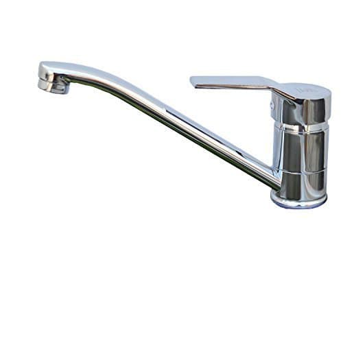 LANGPAI One-Handle Kitchen Sink Faucet Single Hole Deck Mount Chrome Finish 1/2" Female Compression Supply Hose