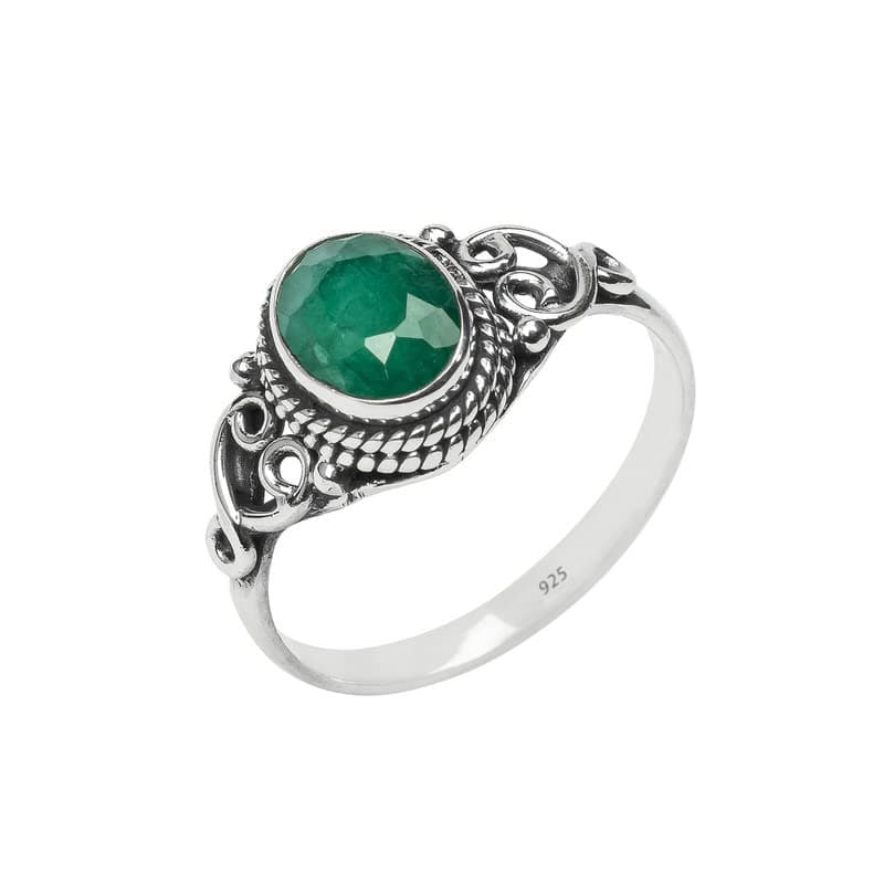 Emerald Stone Ring 925 Sterling Silver Statement Ring For Women Handmade Gemstone Christmas Jewellery Gift For Her