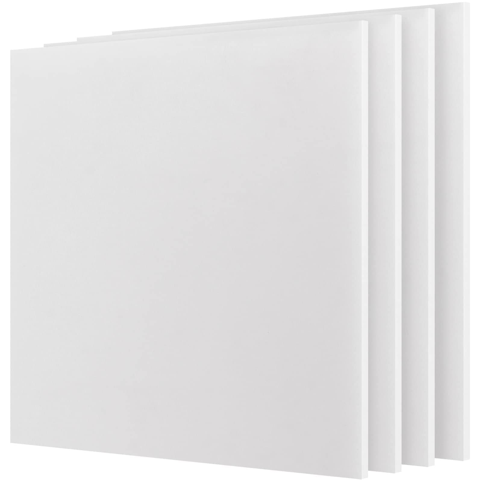 JOIKIT 4 Pack 10 x 10 Inch UHMW Polyethylene Sheets, 1/4 Inch Thick Ultra High Molecular Weight Opaque White Plastic Sheet for Home, Industrial, Automobile, Impact Resistant