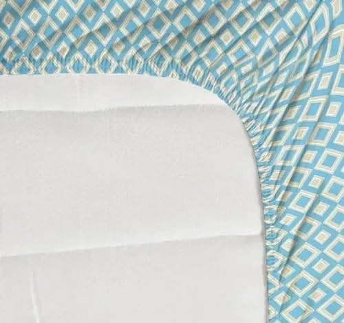 NEW LEAF Premium Cotton Elastic Fitted Bedsheets with 1 King Size Pillow Covers | Single Mattress Bed with All Around Elastic 200 TC Supersoft | Size - 72 x 36 +6 inches | Texture Green