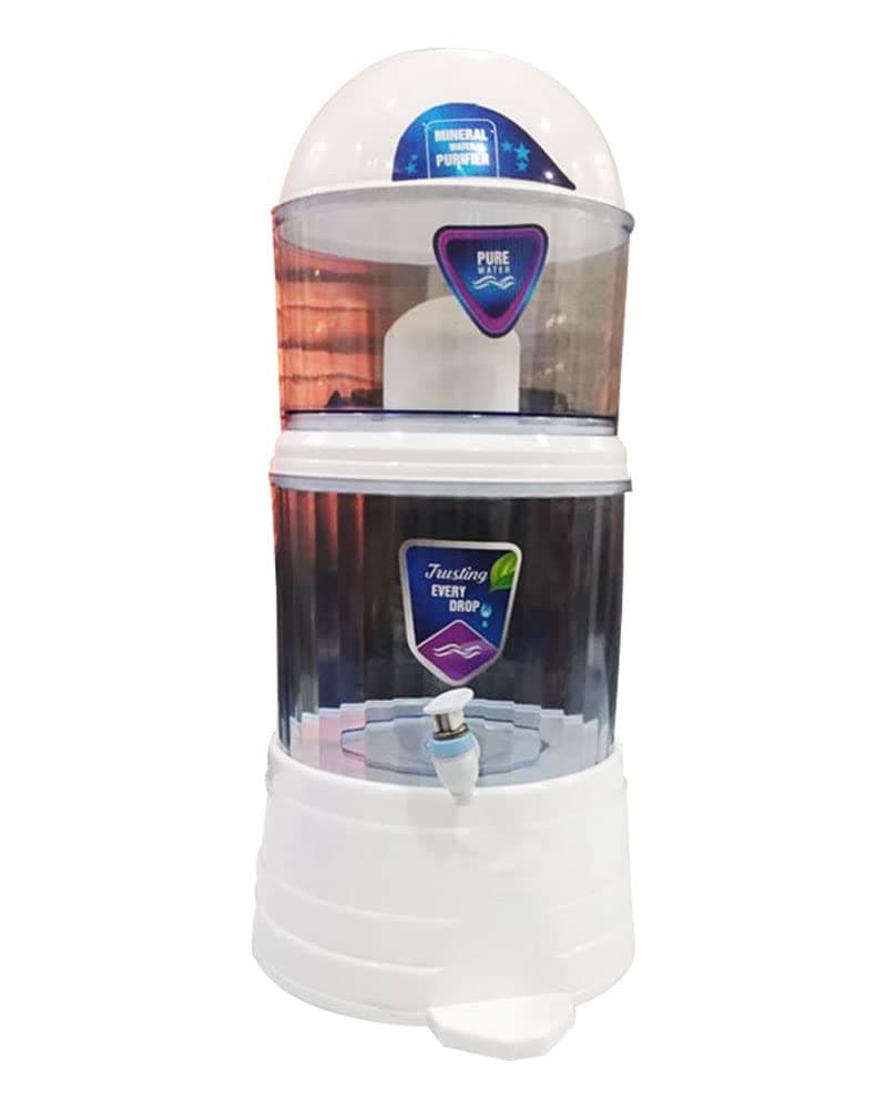 AD-TECK 16L Gravity Water Purifier|UF Technology Based Non-Electric & Chemical Free|Offline Model|Counter Top Ro Purifier | Non Electric Water Purifier Filter for Home | Kills 99.99% Bacteria, White