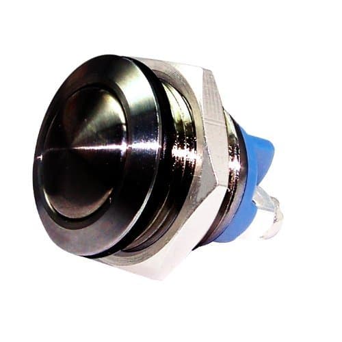 Aababuy 1*12v 16mm Black Push Button Switch Momentary Black shell plated Round 2 Screw Pins