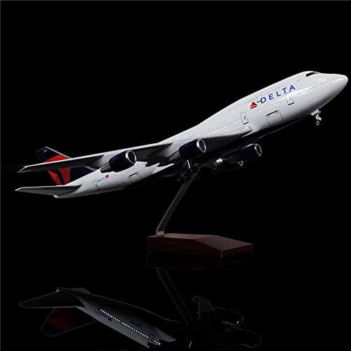 LESES 1:130 Scale LED Light Model Airplane Delta Boeing 747 18 inches Resin Display Plane Model