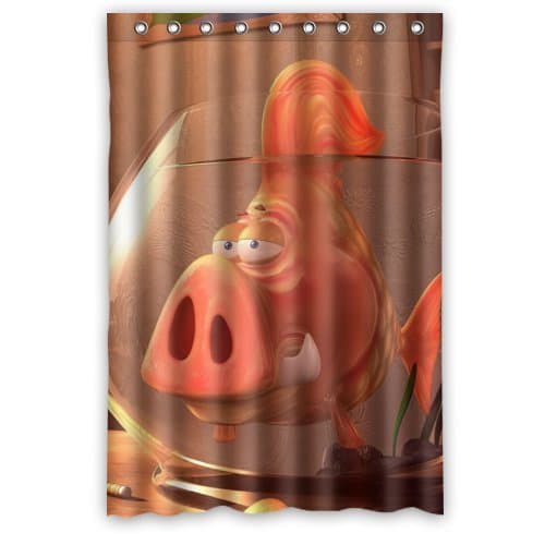 48"(W) x 72"(H) 100% Polyester Jokes Pig Fish Fashion Trend Shower Curtain,Bathroom Curtain