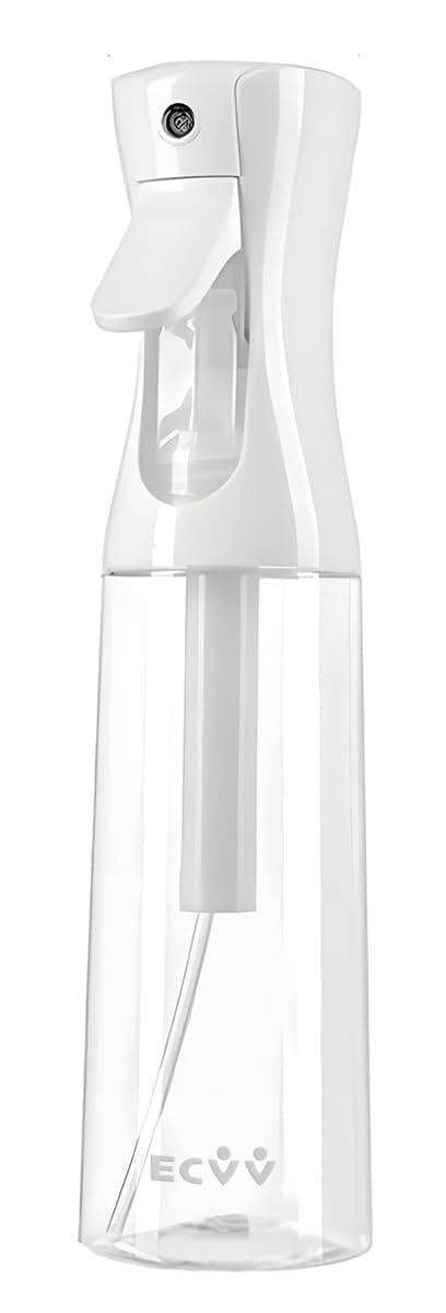 Continuous Spray Bottle Plastic Empty Hair Mist Sprayer Ultra Fine Water Mister for Hairstyling Cleaning Salons Plants Pet Care (300ml, Transparent White)