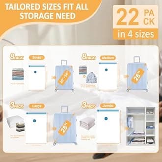 Cozy Essential 22 Pack Vacuum Storage Bags with Portable Rechargeable Wireless Electric Pump, Vacuum Seal Space Saver Bags for Clothing, Pillows, Blanket, Bedding, Comforter
