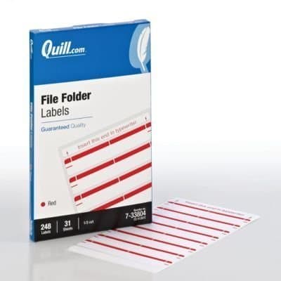 Quill File Folder Labels; Red, 19/32 x 3-1/2", 248 Labels