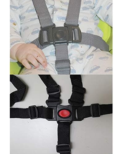 Black 5 Point Harness Buckle Clip Plus Straps Replacement Part Compatible with Graco DuetConnect Swing Rocker Bouncer Models Seat Safety for Babies, Toddlers, Kids, Children