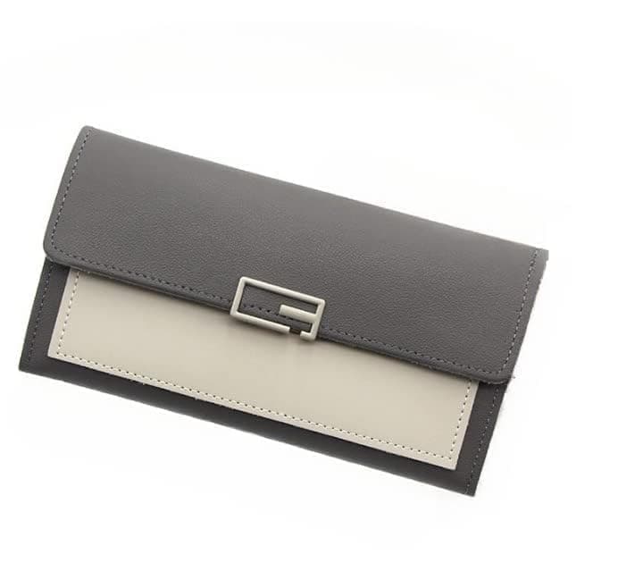 GenericWomen's Multi-Color PU Leather Slim Tri - Folded Long Wallet for Coin/Card, Id Cases. Money Holder Organizer (Black)