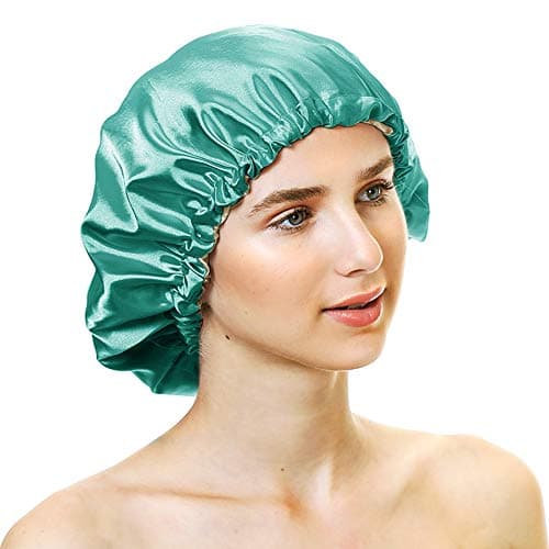 greatremyExtra Large Adjustable Double Layer Satin Hair Bonnets with Drawstring for Women Night Sleeping Long Silky Satin