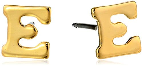 1928 Jewelry 14k Gold-Dipped "E" Initial Button Stud Earrings