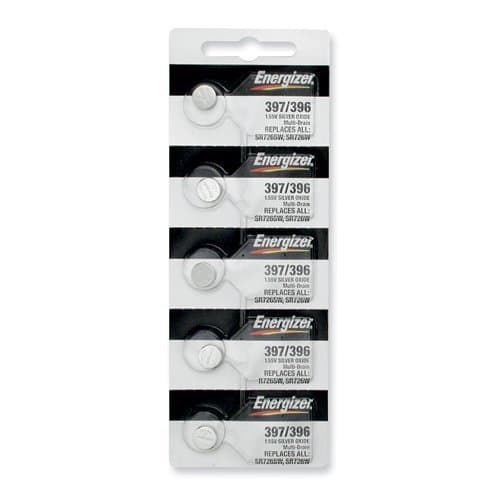 Energizer Silver Oxide Watch Battery 397/396 Button Cell, Pack of 5