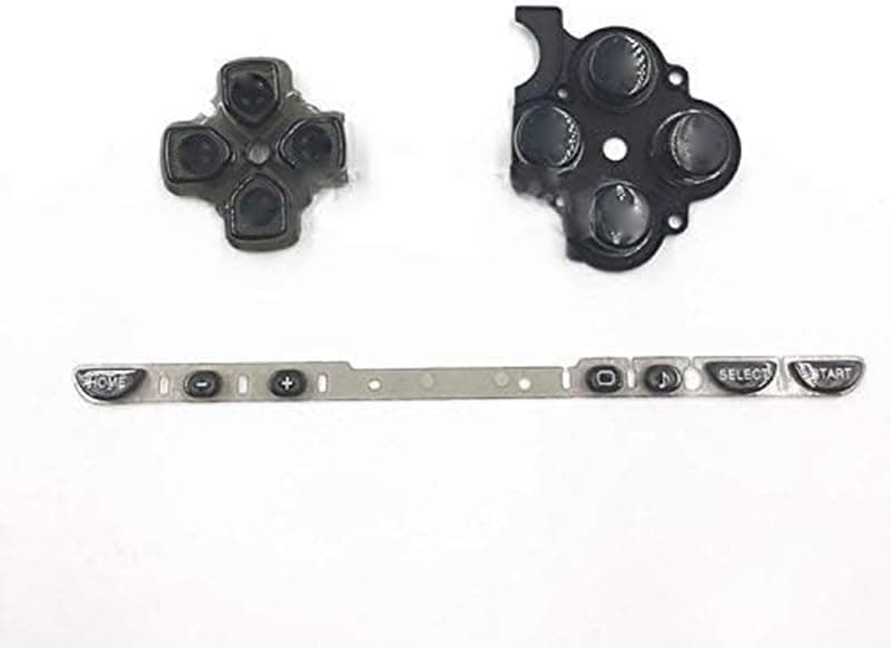 Left Right ABXY Key D-Pad Rubber Button with Direction Button Home Start Cable Volume Button Set for PSP 2000 PSP2000 Slim Console (Clear Black)