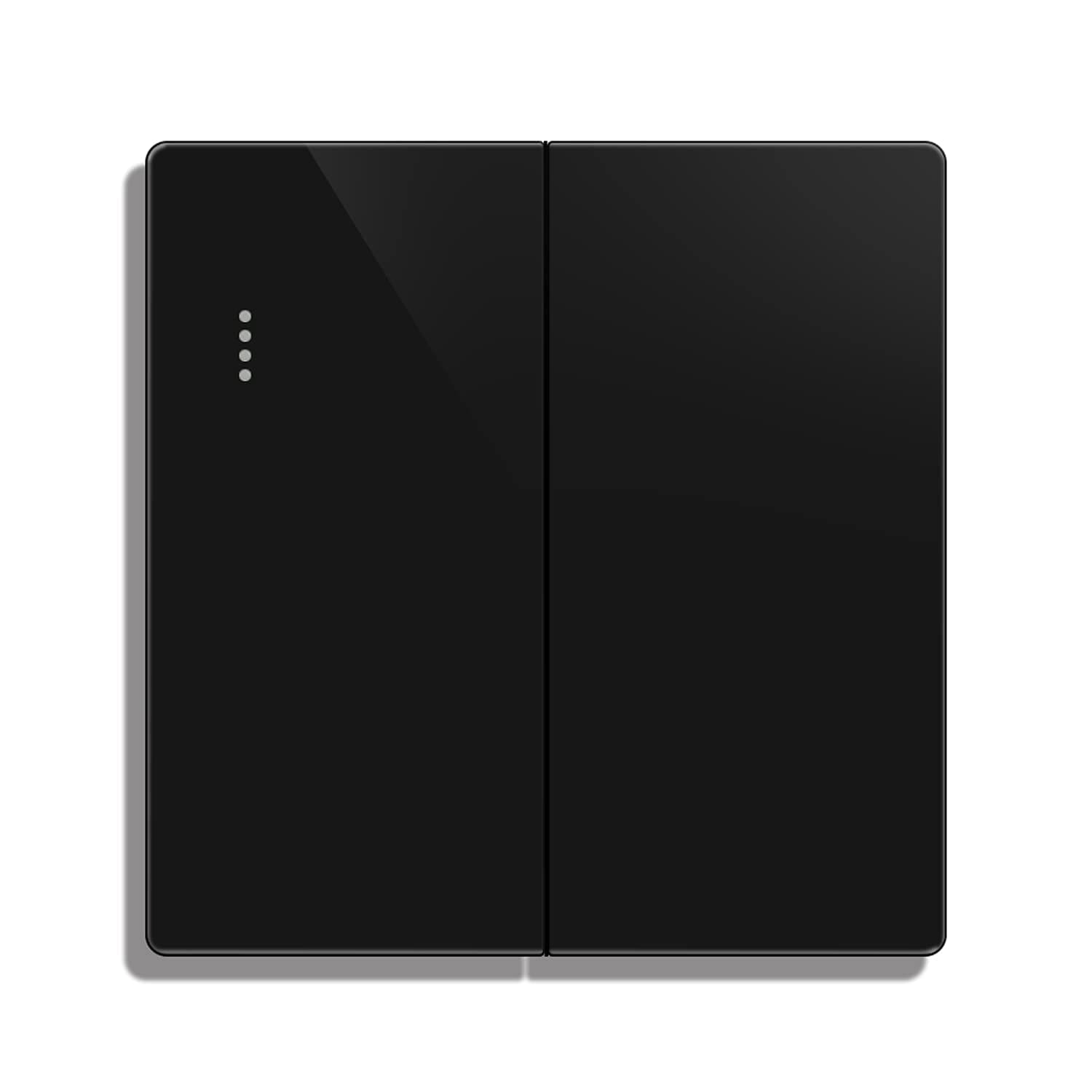 CNBINGO Big Rocker Button Switch with Phosphor Dots, Modern Matte Black Wall Plate, Electrical Double Light Switch, 2 Gang 1 Way, 16A 250V