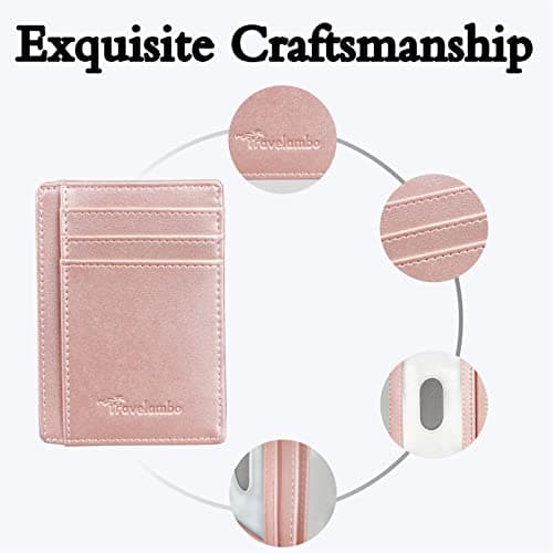 Travelambo Front Pocket Minimalist Leather Slim Wallet RFID Blocking Medium Size