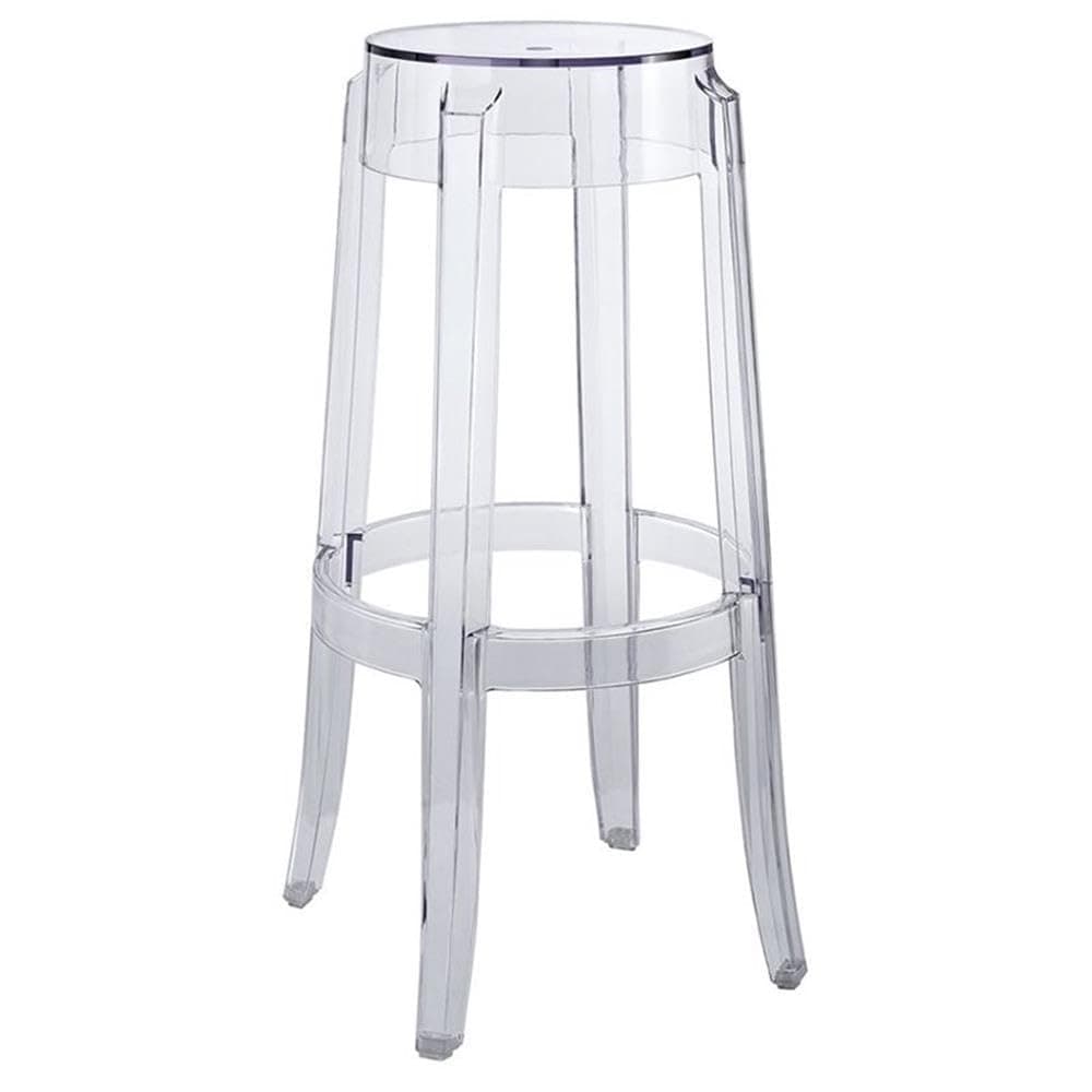 Modway Casper 30" Modern Style Plastic Bar Stool in Clear Finish