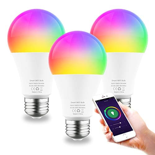 Smart Light Bulb E26 9W WiFi Color Changing LED Bulbs Work with Alexa Google Home, Tunable White 2700-6500K Dimmable RGB Lighs Bulb, A19 900Lm, No Hub Required (3 Pack)