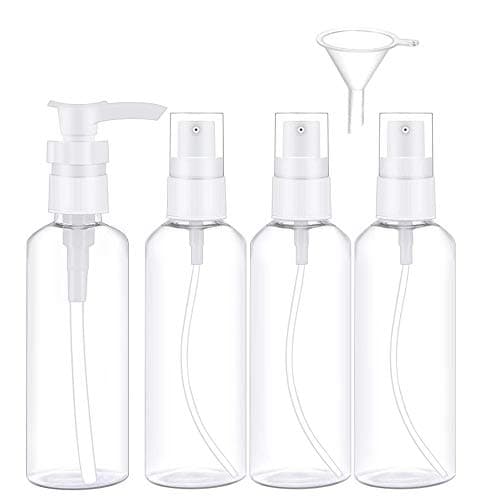 AIWOIT Fine Mist Spray Bottles, 100mL Pocket Size Empty Mini Refillable Plastic Sprayer with Pump Bottle and Funnel for Essential Oils, Travel, Cleaning, Perfume, and Makeup Cosmetic Use