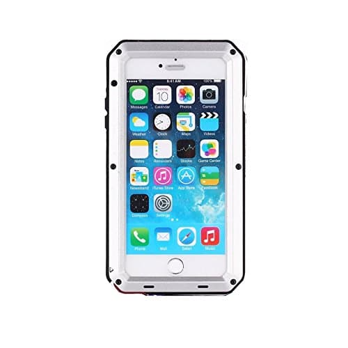 iPhone 6 Case,iPhone 6s Case Amever Aluminum Metal Case with Silicone - Water Resistant Shockproof Heavy Duty Tempered Glass Screen Protector - Dual Layer Protective Case for iPhone 6 4.7 Inch