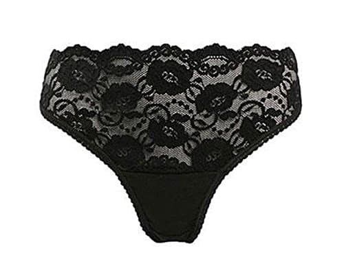 Carriwell Lace Stretch Panties G-String (Medium, Black)